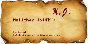 Melicher Jolán névjegykártya